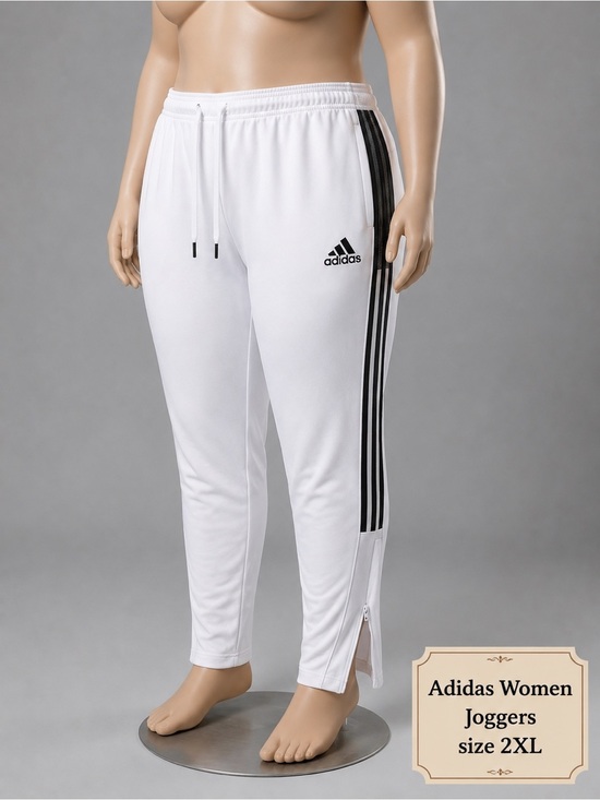 adidas Pants - adidas White Track Joggers with Black Side Stripes